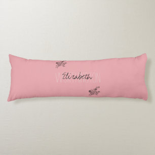 Coussins Longs Fille Floral Calligraphie Nom rose roux rouge