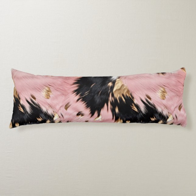 Coussins Longs Fille Rose Black Gold Cowgirl Cowhide (Devant)