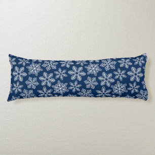 Coussins Longs Flammes de neige sur bleu foncé