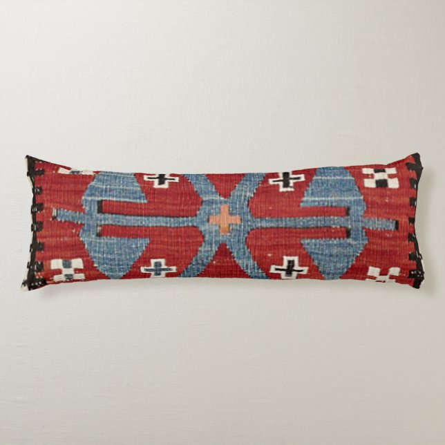 Coussins Longs Flèche de diamant bleu Konya II Red Cowboy  (Devant)