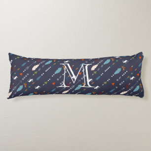 Coussins Longs Flèches Tribales Plumes Moose Monogramme personnal