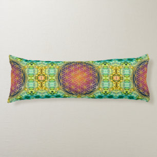Coussins Longs Fleur de la vie - or - fractale 2
