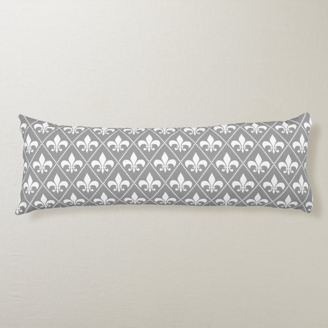 Coussins Longs Fleur de Lys gris (Devant)