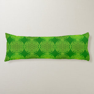 Coussins Longs Fleur de vie - motif de timbre - vert