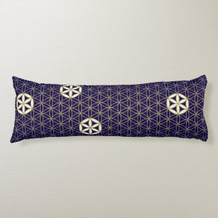 Coussins Longs Fleur de vie - motif sans soudure - beige bleu