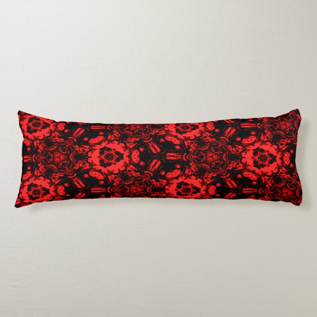 Coussins Longs Fleur profonde rouge et noire (Devant)