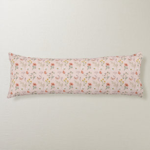 Coussins Longs Fleur sauvage rose pâle