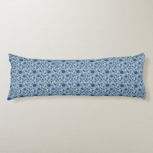 Coussins Longs Fleurs Boho Bleu Classique Jolies