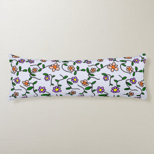 Coussins Longs Fleurs Colorées, Motif Floral, Verdure, Boho