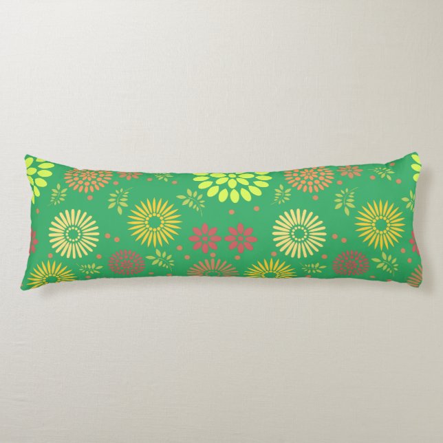 Coussins Longs Fleurs d'automne colorées dans des tons chauds (Devant)