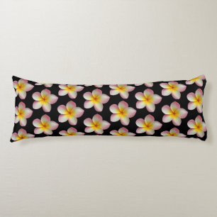 Coussins Longs Fleurs de frangipanier Plumeria pastel sur fond no