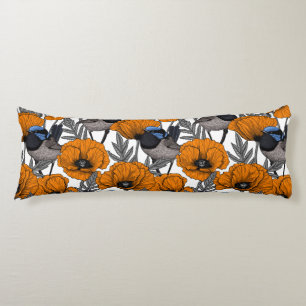 Coussins Longs Fleurs et fleurs de pavot orangé 2