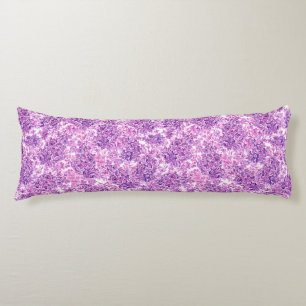 Coussins Longs Fleurs lilas rose aquarelle