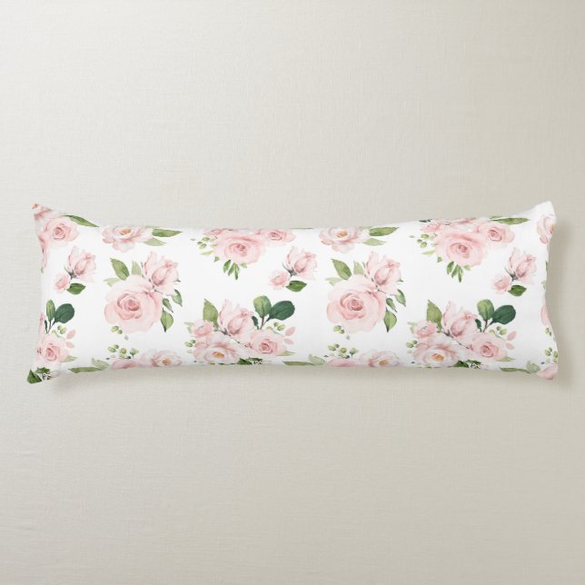 Coussins Longs Fleurs roses, Roses roses, Fleurs Aquarelles (Devant)