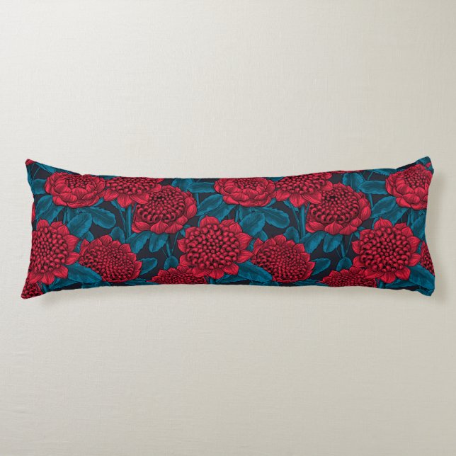 Coussins Longs Fleurs rouges de waratah (Devant)
