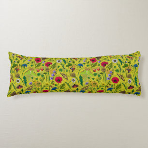 Coussins Longs Fleurs sauvages et papillons de nuit en vert