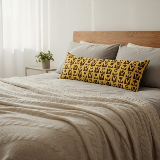 Coussins Longs Floral jaune géométrique Abstrait (Créateur téléchargé)