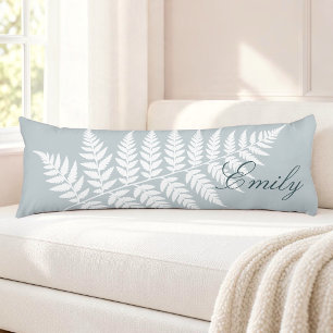 Coussins Longs Fougère blanche bleue glacée Élégant minimaliste