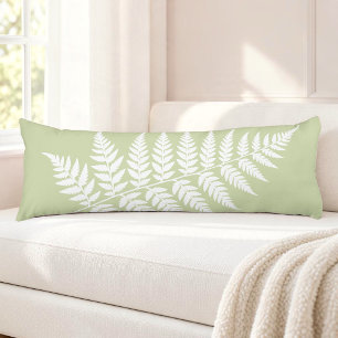 Coussins Longs Fougère blanche inspirée de la forêt verte pistach