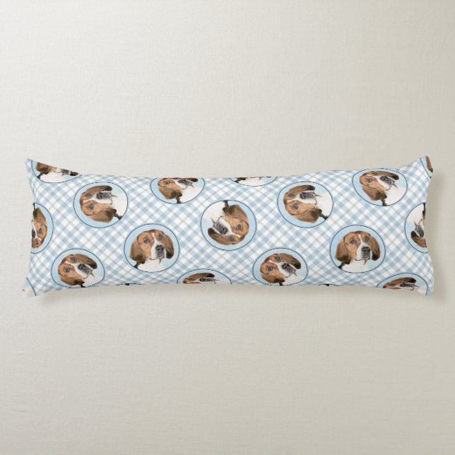 Coussins Longs Foxhound Painting Cute Original Chien Art (Devant)