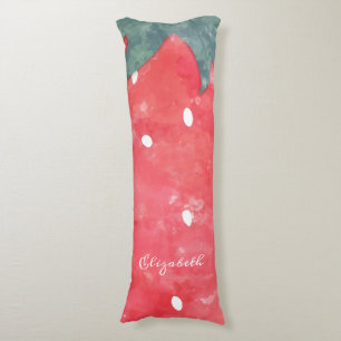 Coussins Longs Fraise à l'aquarelle mignonne