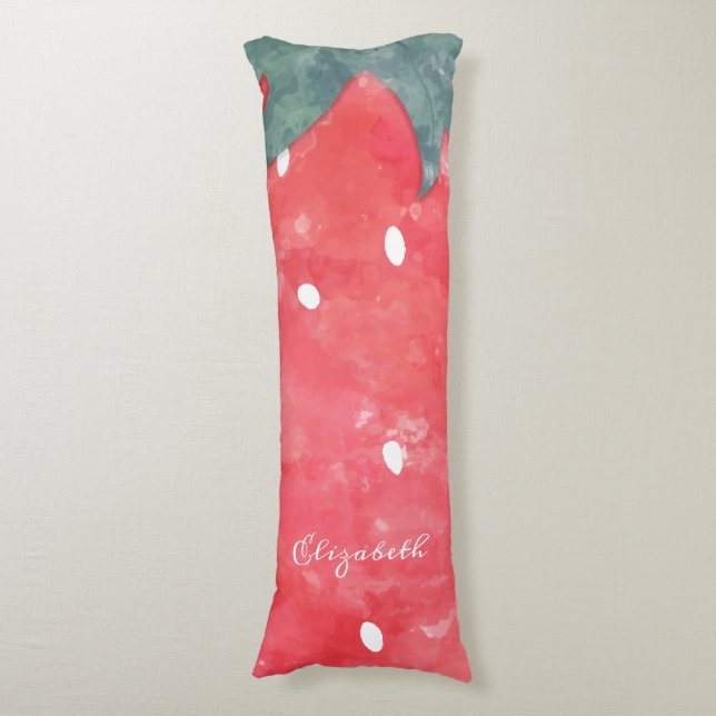 Coussins Longs Fraise d'aquarelle mignonne (Devant (Vertical))