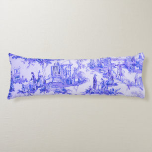 Coussins Longs Français Bleu Blanc Toile Chinoiserie Style Rustiq