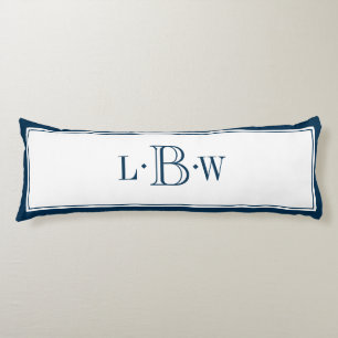 Coussins Longs Frontière bleue classique décorée d'un monogram