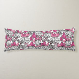 Coussins Longs Fuchsia en blanc et rose