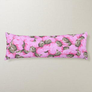 Coussins Longs Funny Motif de chat rose