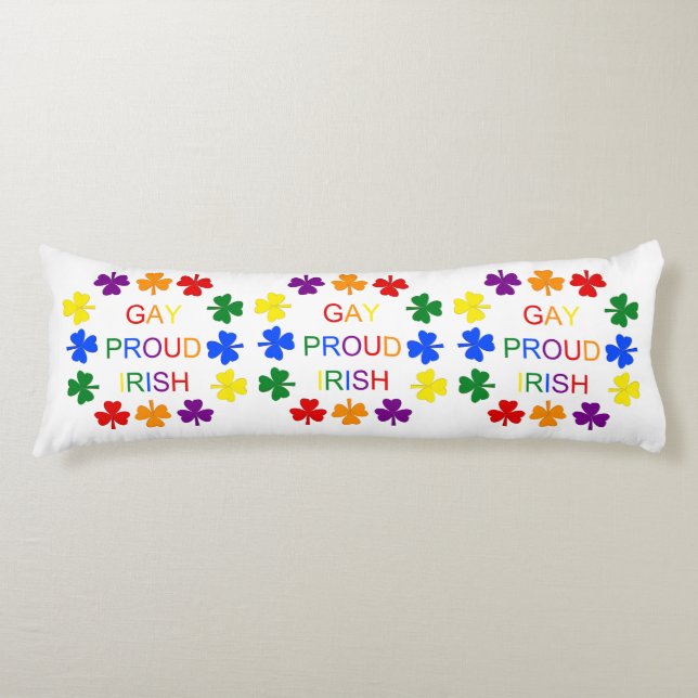 Coussins Longs Gay Fier Irlandais LGBT Rainbow Shamrocks (Devant)