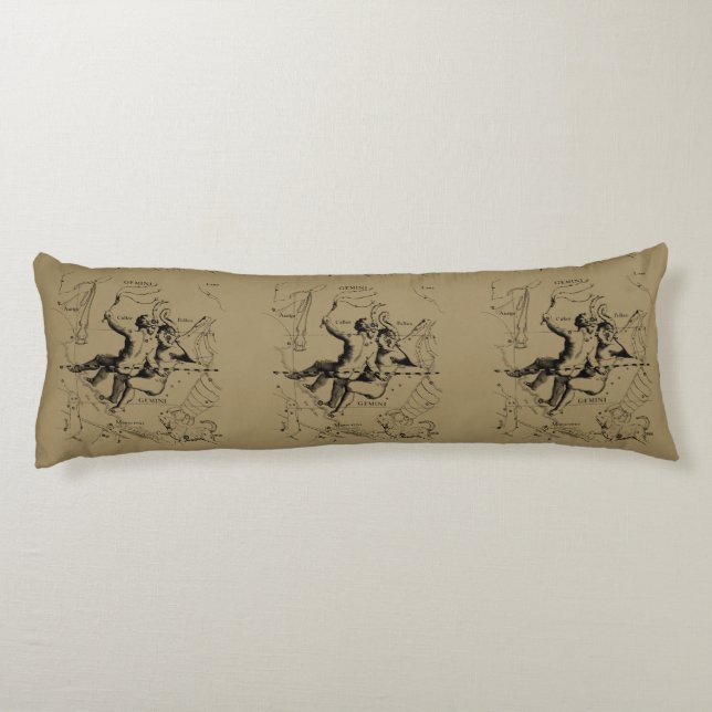 Coussins Longs Gemini Constellation Hevelius 1690 Engrave (Dos)