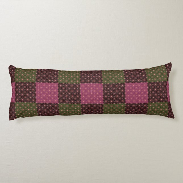 Coussins Longs Geometric Ethnic Pattern Body Pillow – Burgundy Re (Dos)