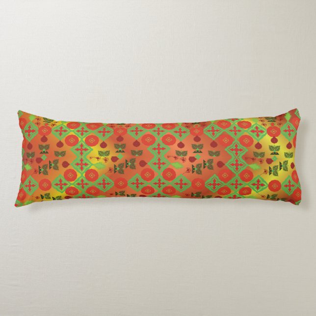 Coussins Longs Geometric Ethnic Pattern Body Pillow – Burgundy Re (Devant)