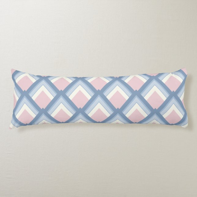 Coussins Longs géométrique Abstraite, bleue, rose et blanc cassé (Devant)