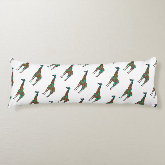 Coussins Longs Giraffe Siloette Brown et Turquoise (Devant)