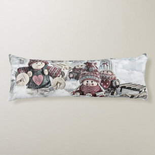 Coussins Longs Gnomes vintages dans le dessin de neige