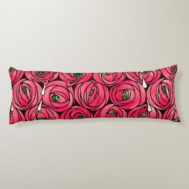 Coussins Longs Graphique rose Art Nouveau Rennie Macintosh (Dos)