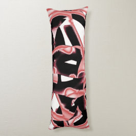 Coussins Longs Gravures ou ruban noir et saumon détruit sur blanc