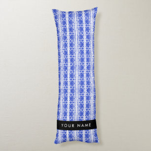 Coussins Longs Grec Fret Arabesque Bleu, Votre Nom, Personnaliser