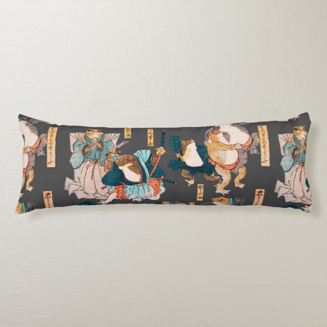 Coussins Longs Grenouille japonaise ukiyo-e Froggies (Devant)
