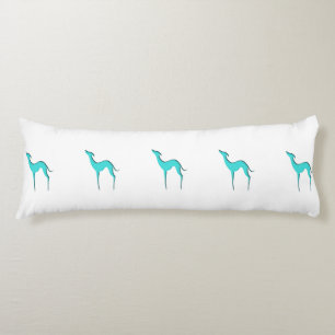Coussins Longs Greyhound Whippet dog Elégant silhouette turquoise