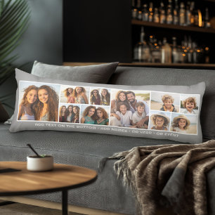 Coussins Longs Grille de collage de 10 photos - Texte personnalis