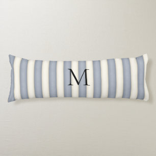 Coussins Longs Gris d'ardoise et rayures blanches anciennes Monog