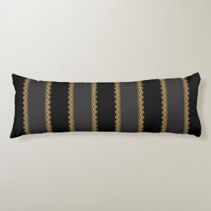 Coussins Longs Gris et bandes noires avec dentelle d'or