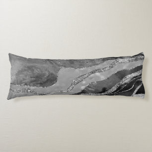 Coussins Longs Gris Noir Marbre Blanc Agate Parties scintillant A