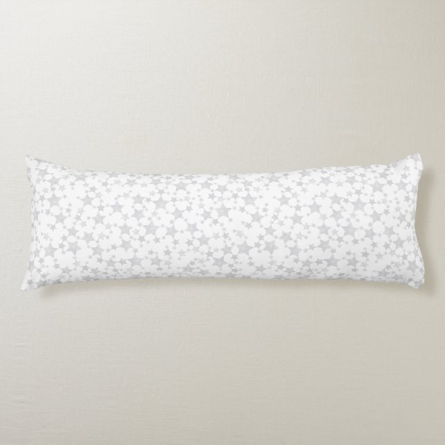 Coussins Longs Gris pâle sur blanc | Motif d'étoiles d'impression (Devant)