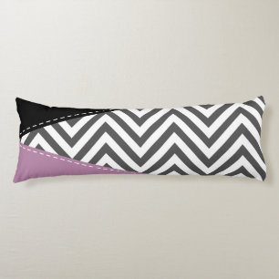 Coussins Longs Gris Zigzag, Gris Chevron, Motif Zigzag, Violet