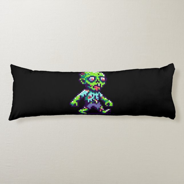 Coussins Longs Halloween 8 bits drôle zombie (Devant)