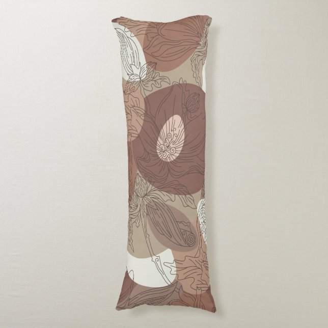 Coussins Longs Harmonie botanique Mocha Hibiscus (Devant (Vertical))